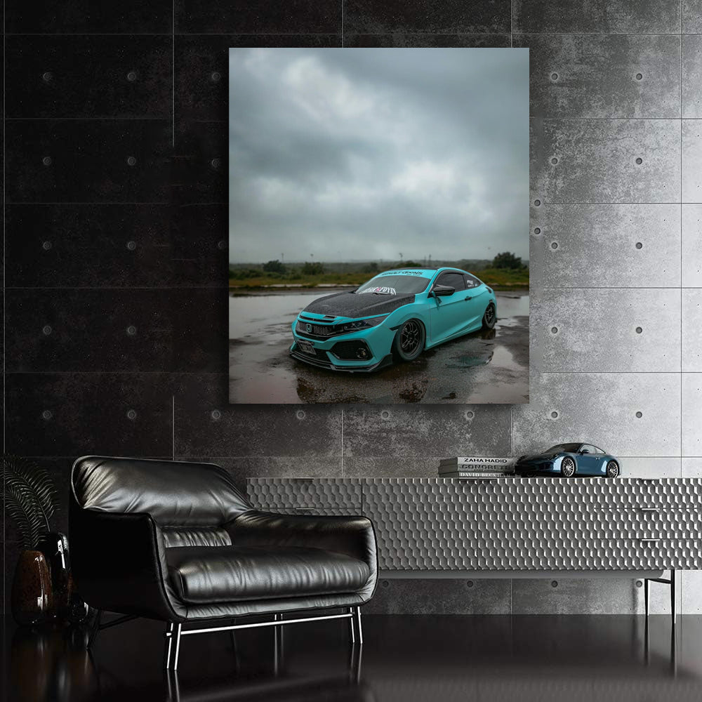 Honda Civic in Overcast Skies - Sleek and Reliable Ride