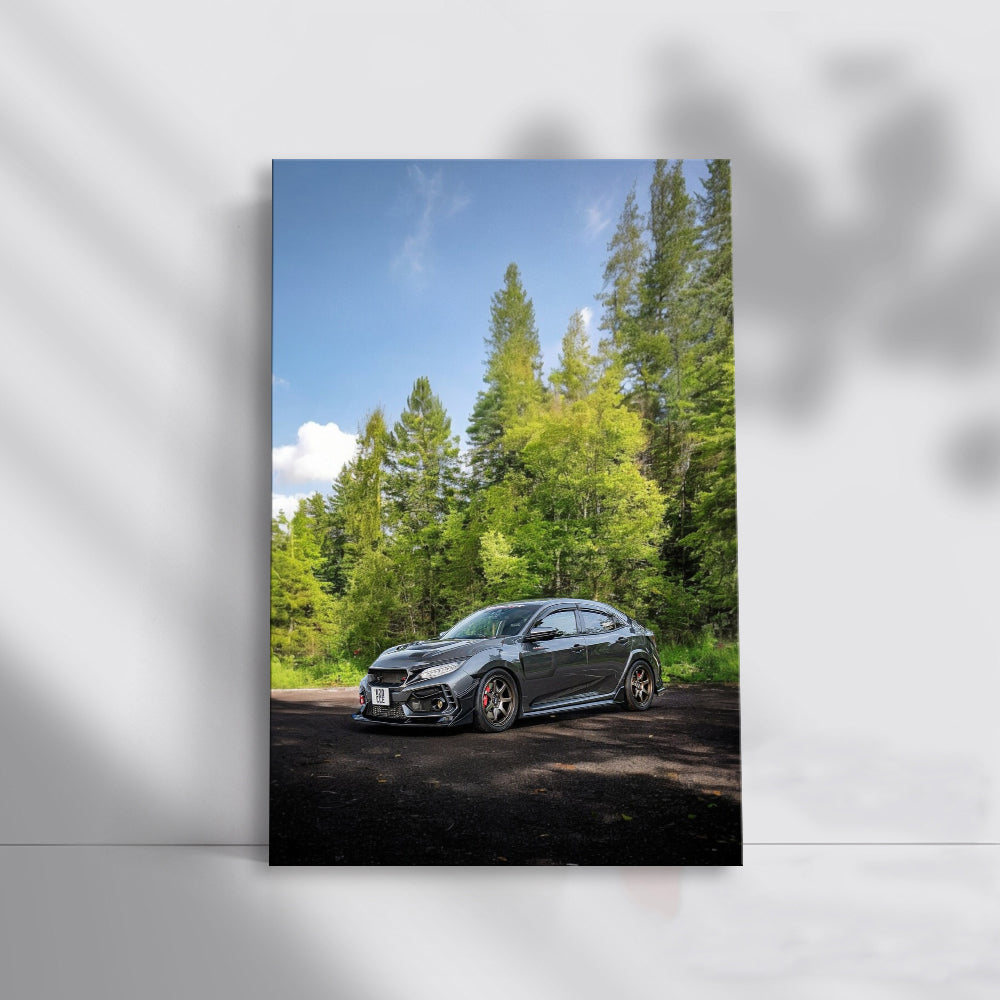 Honda Civic Amidst Forest - Sleek and Adventurous Ride