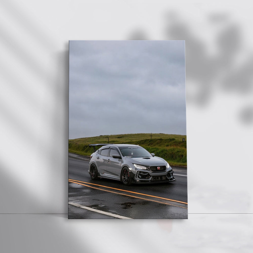 Honda Civic Driving on Cloudy Day - Stylish and Reliable