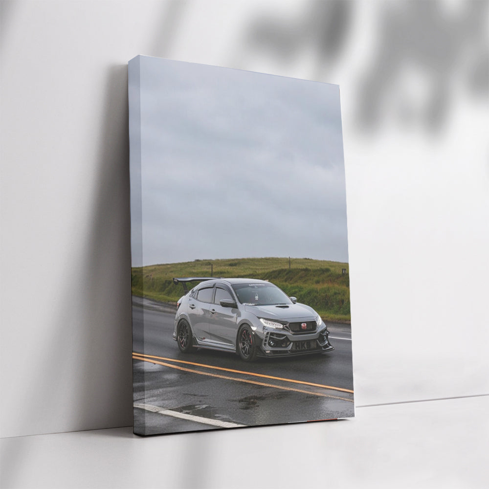 Honda Civic Driving on Cloudy Day - Stylish and Reliable
