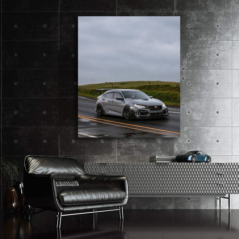 Honda Civic Driving on Cloudy Day - Stylish and Reliable