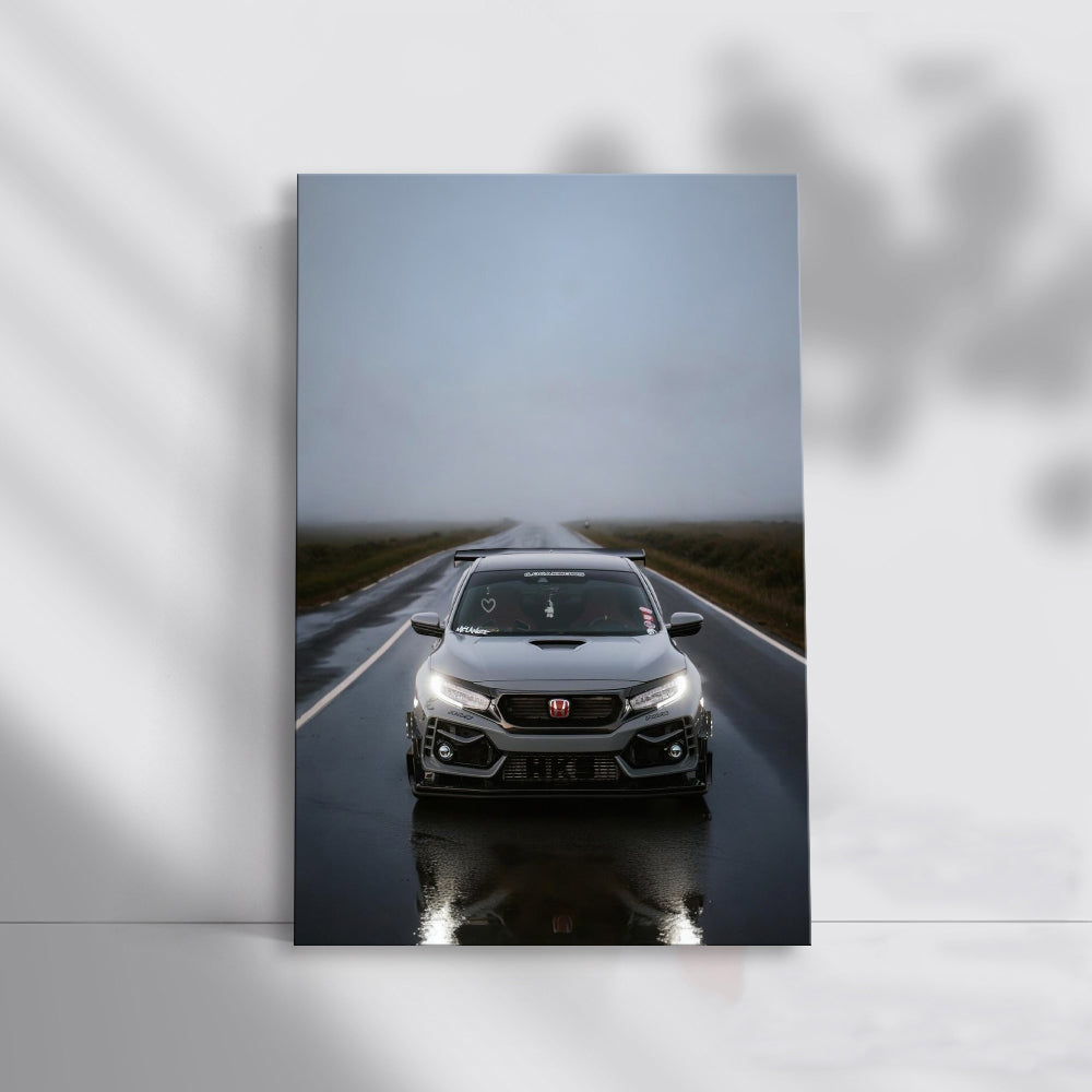Honda Civic Driving in Overcast Skies - Reliable and Stylish