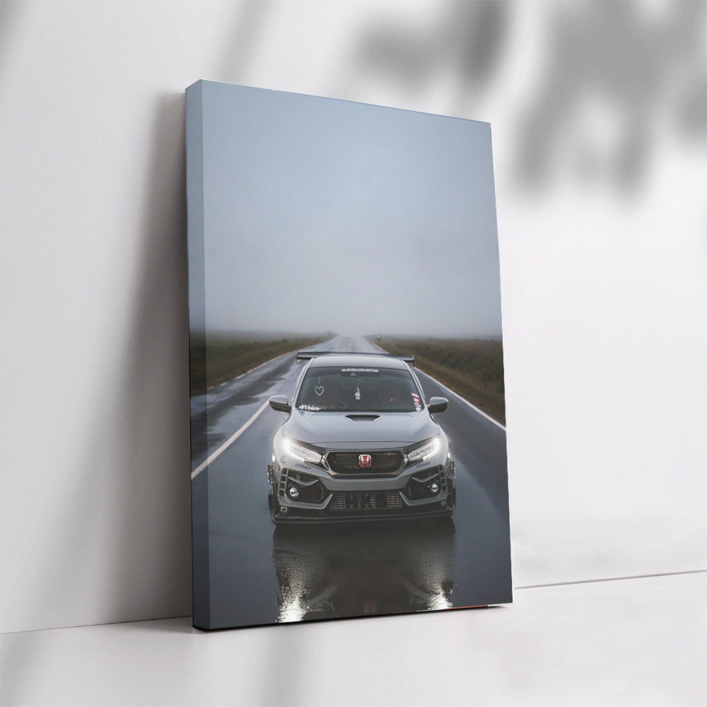 Honda Civic Driving in Overcast Skies - Reliable and Stylish