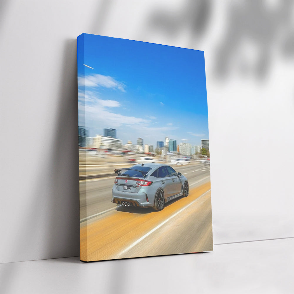 Honda Civic Driving with Urban Backdrop - Sleek and Reliable