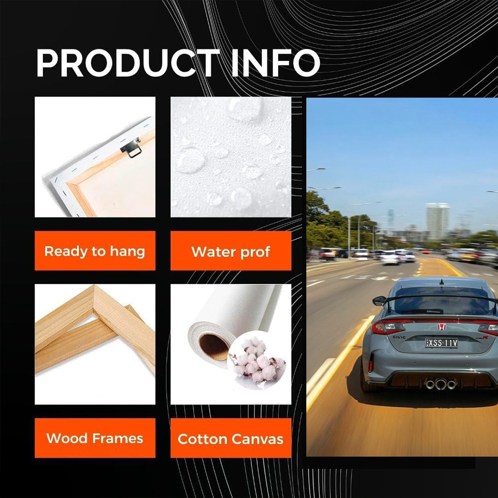 Honda Civic Cruising with Urban Skyline - Sleek & Modern