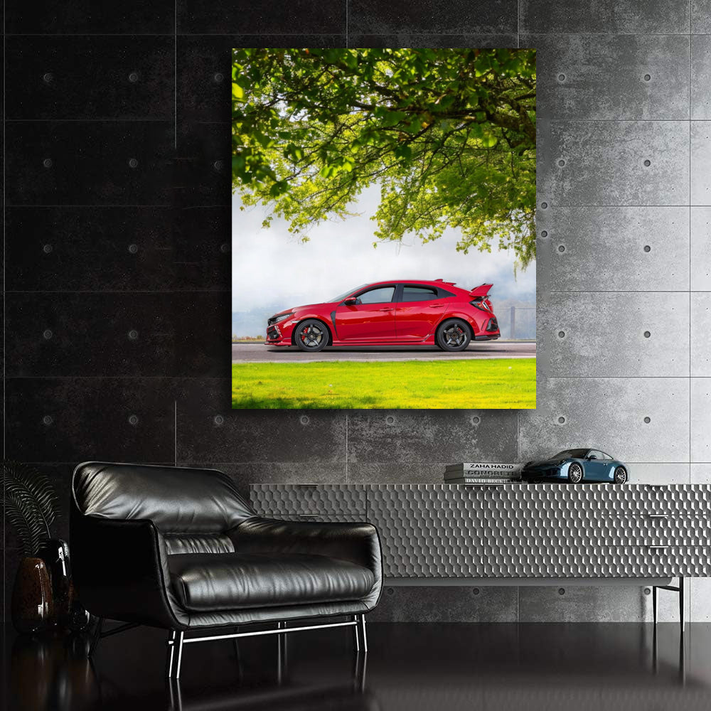 Red Honda Civic Roaming Freely in Nature - Timeless Classic