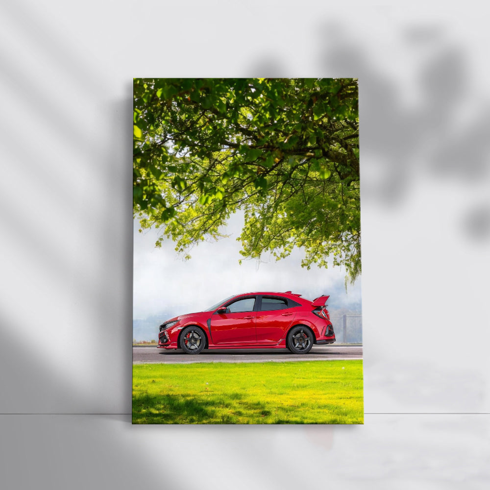 Red Honda Civic Roaming Freely in Nature - Timeless Classic