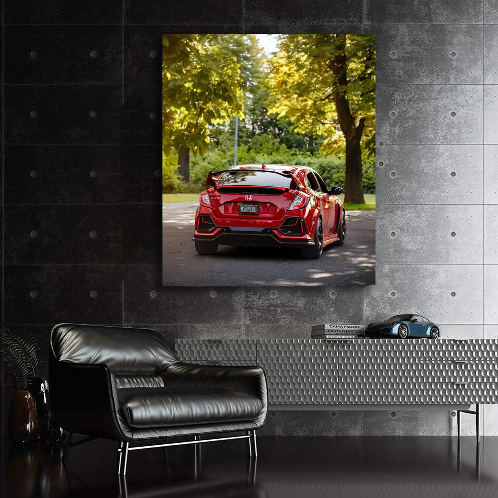 Red Honda Civic in Nature - Compact Marvel