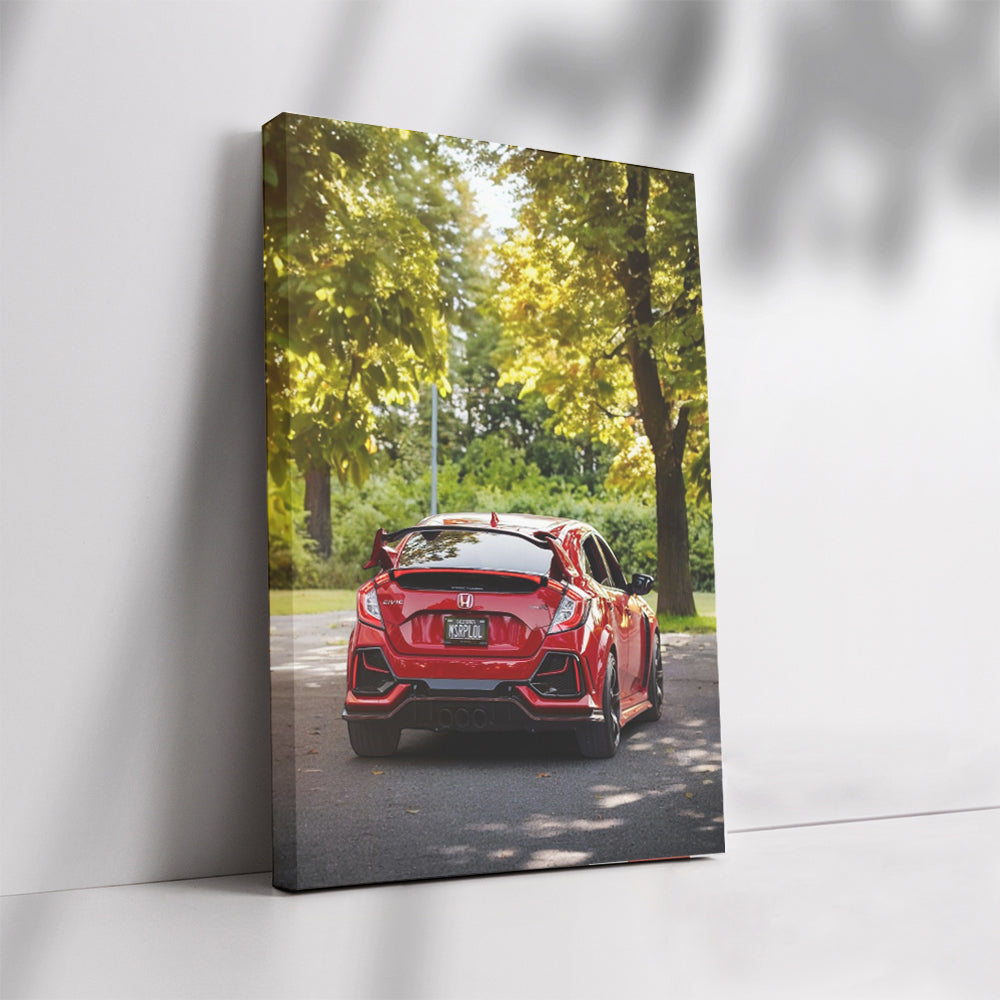 Red Honda Civic in Nature - Compact Marvel