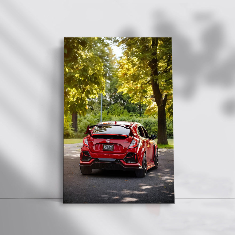 Red Honda Civic in Nature - Compact Marvel