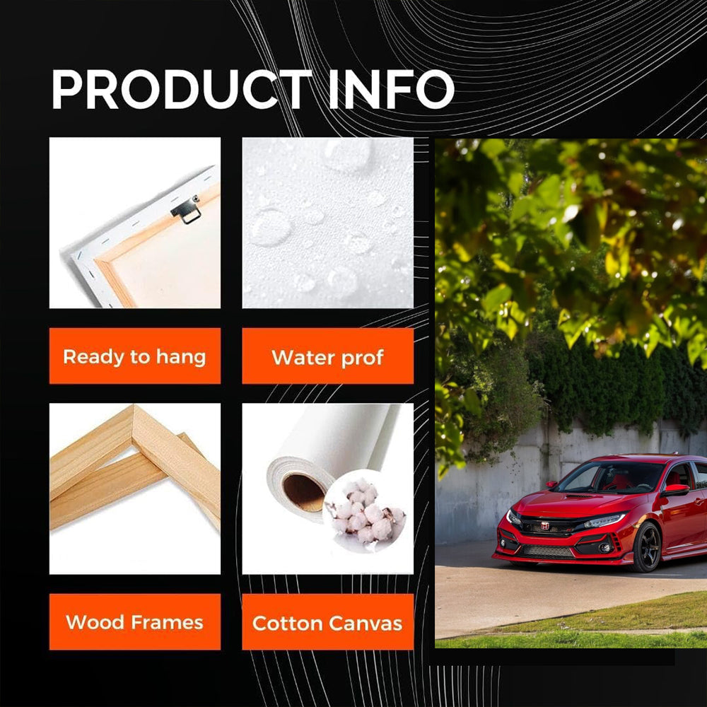 Red Honda Civic in Wild - Compact and Adventurous