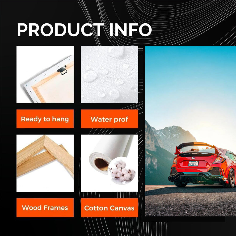 Red Honda Civic with Mountain View - Sporty and Adventurous