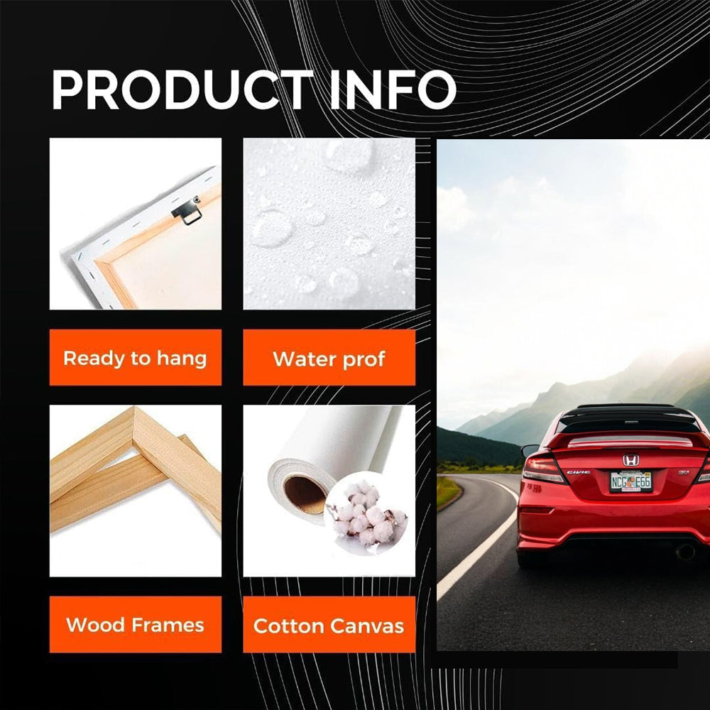 Red Honda Civic With Mountain Backdrop - Sporty Elegance