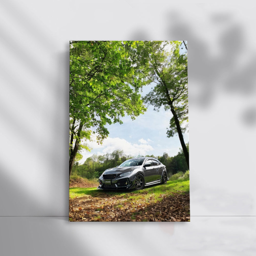 Silver Honda Civic in Forest - Agile and Stylish Ride