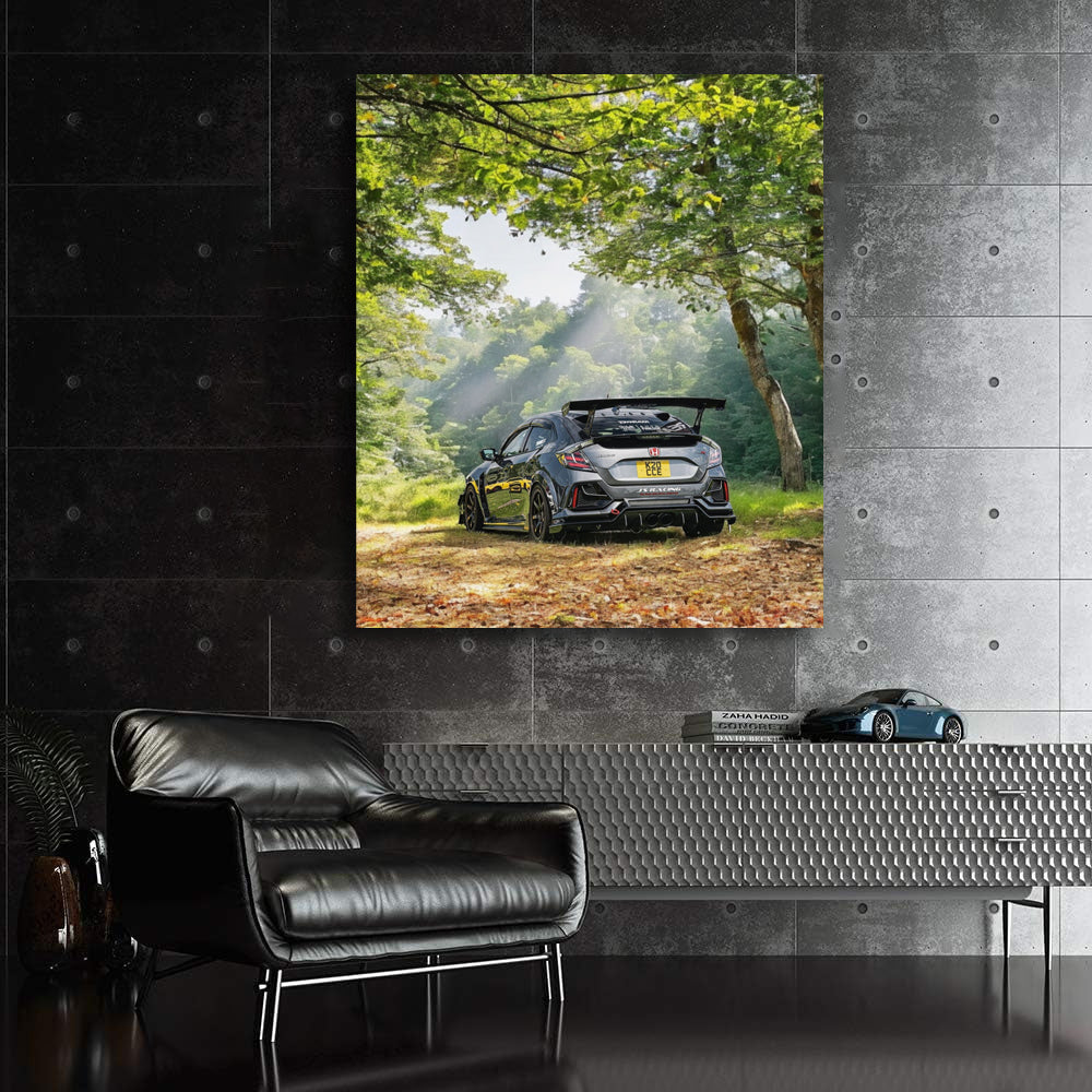 Silver Honda Civic in Forest - Elegant and Reliable