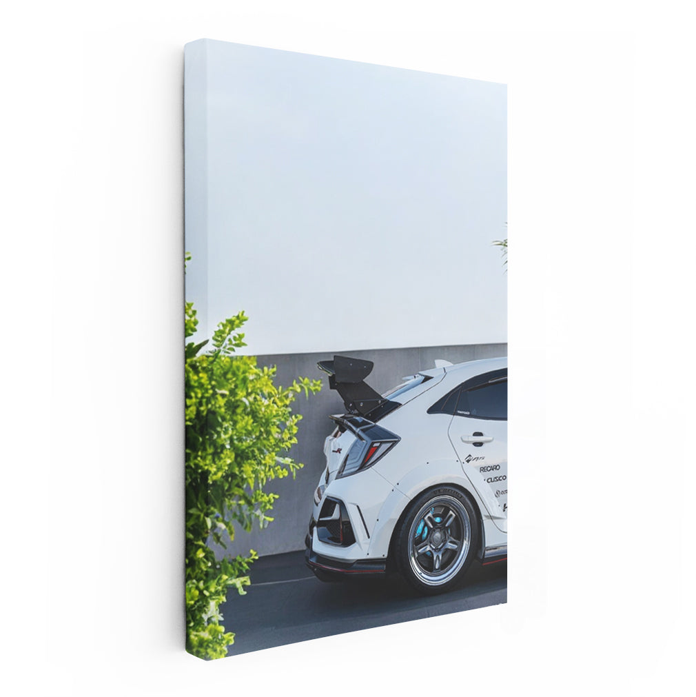 White Honda Civic in Parking Lot - Reliable and Stylish