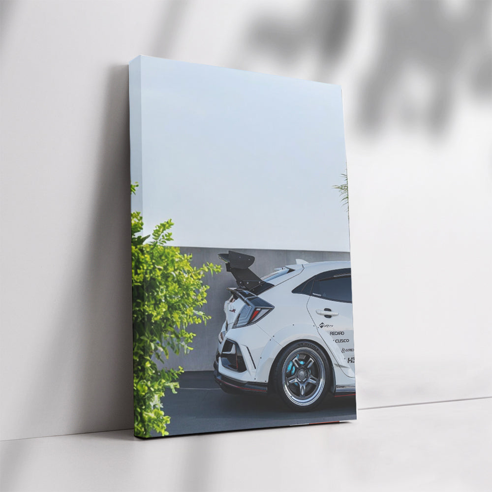 White Honda Civic in Parking Lot - Reliable and Stylish