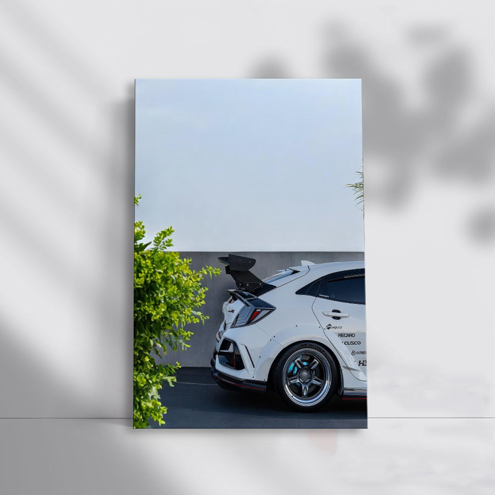 White Honda Civic in Parking Lot - Reliable and Stylish