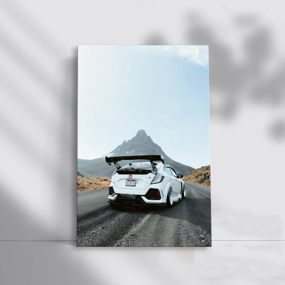 White Honda Civic Navigating Mountain Roads - Adventure Ready