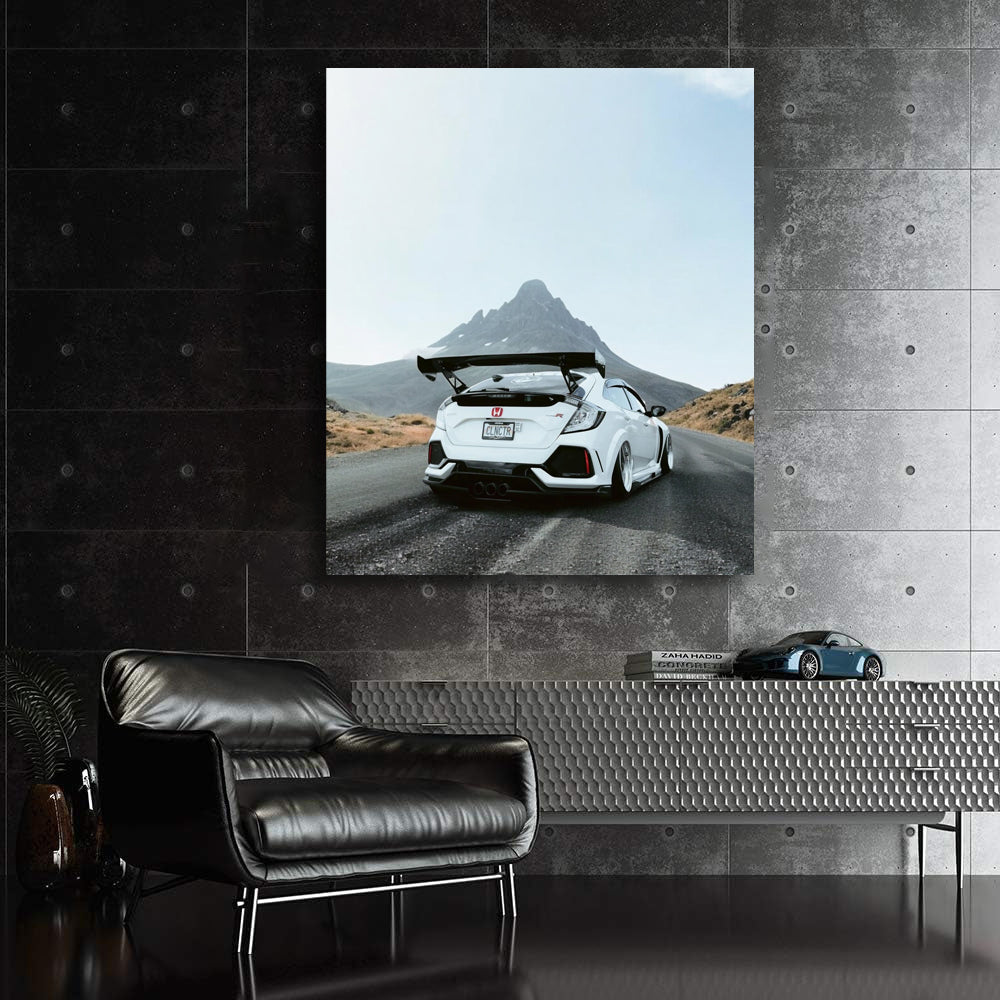 White Honda Civic Navigating Mountain Roads - Adventure Ready