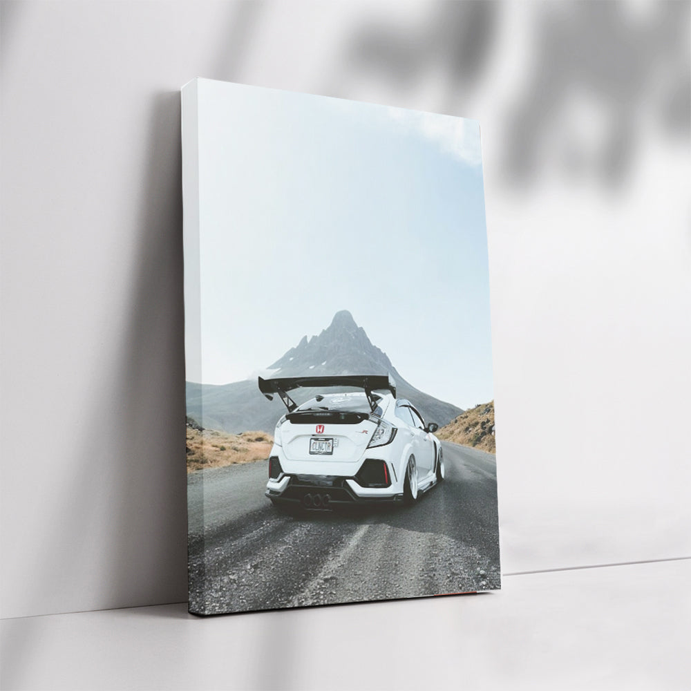 White Honda Civic Navigating Mountain Roads - Adventure Ready