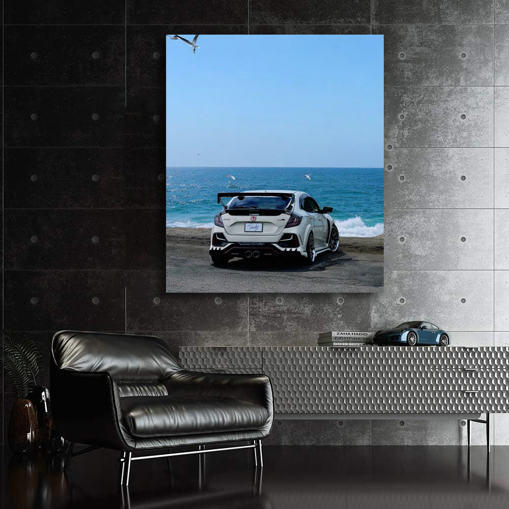 Honda Civic by Ocean - Sleek and Stylish Ride