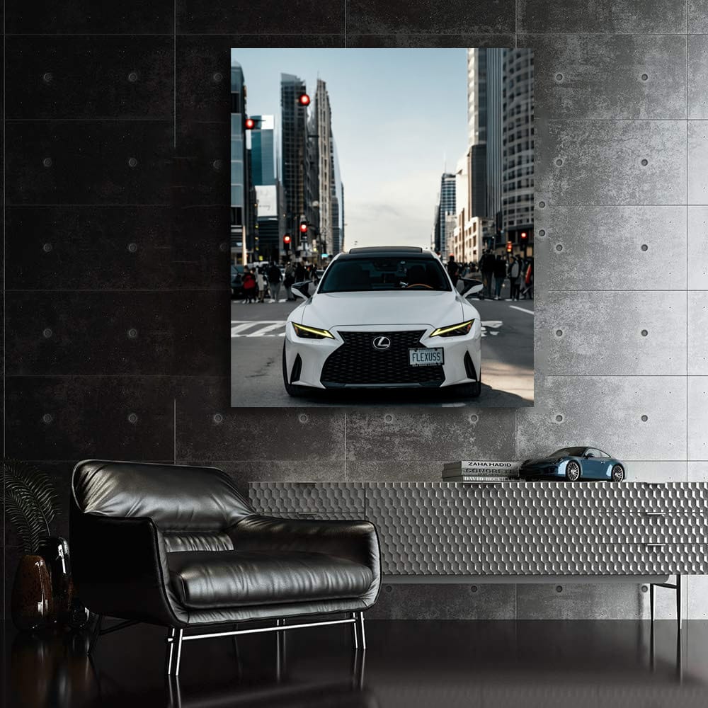 Sleek White Lexus IS 300 F SPORT Gliding Through Urban Streets