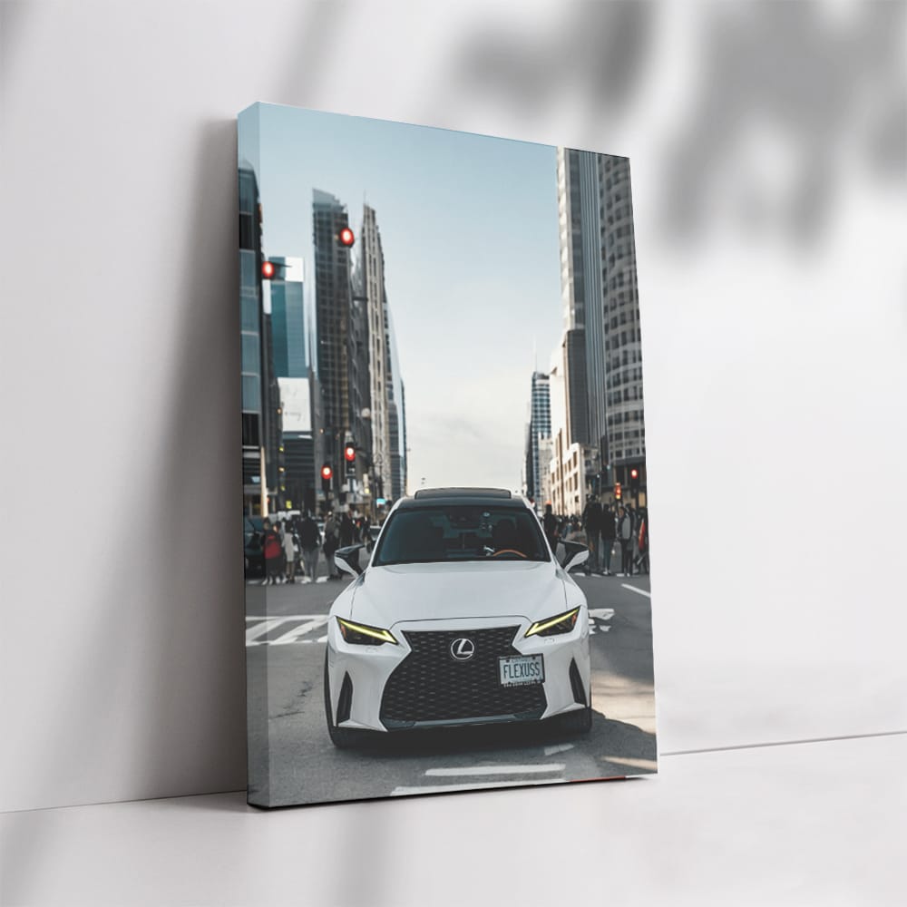 Sleek White Lexus IS 300 F SPORT Gliding Through Urban Streets