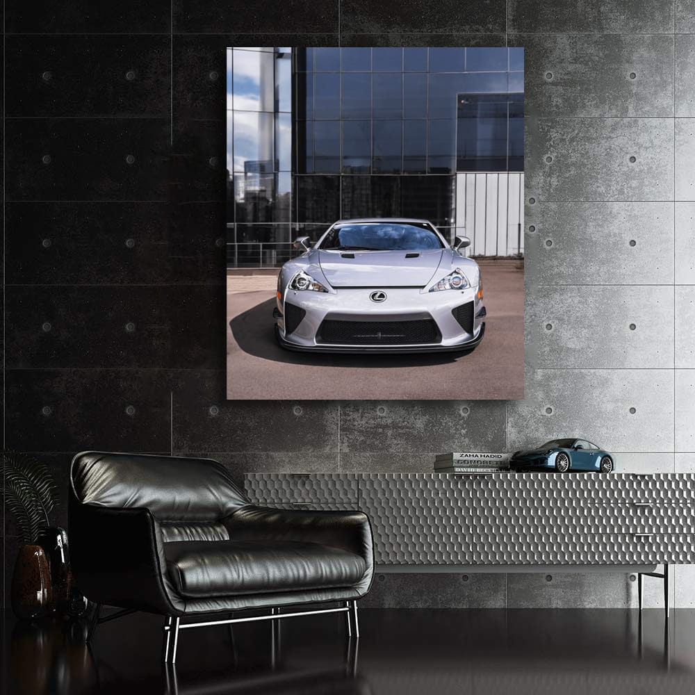 Sleek Lexus LFA in Glass Building - Symbol of Luxury