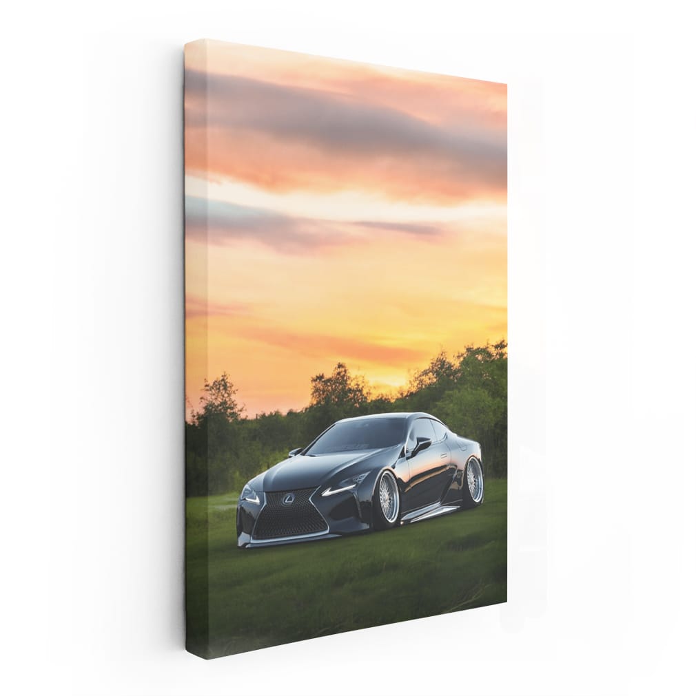 Sleek Black Lexus at Sunset - Pure Elegance in Motion