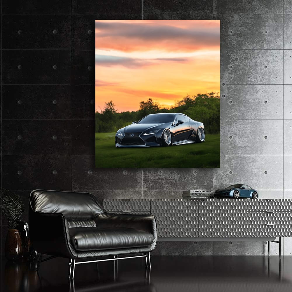 Sleek Black Lexus at Sunset - Pure Elegance in Motion