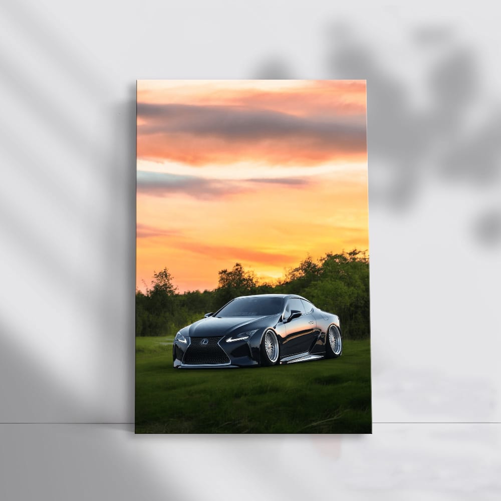 Sleek Black Lexus at Sunset - Pure Elegance in Motion