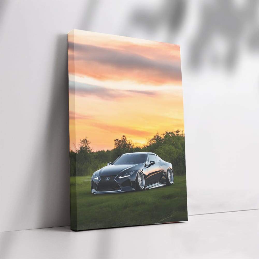 Sleek Black Lexus at Sunset - Pure Elegance in Motion