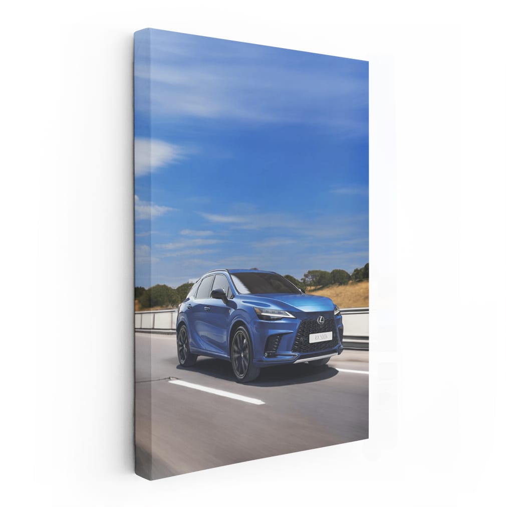 Blue Lexus RX Cruising Majestically on Open Highway