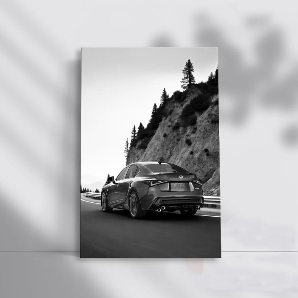 Lexus Black & White Mountain Scene - Elegance & Power