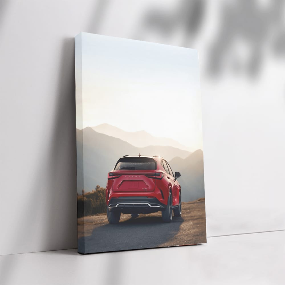 Red Lexus in Mountain Scenery - Adventure Awaits