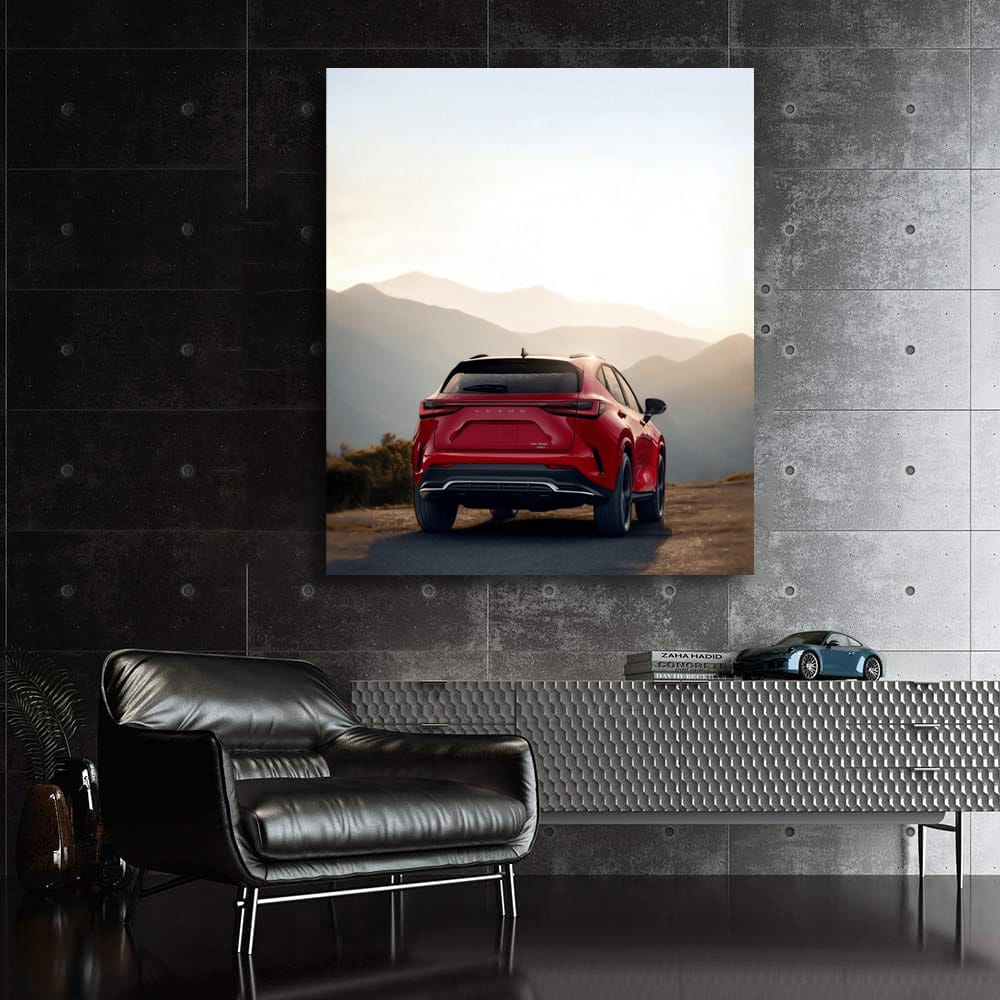 Red Lexus in Mountain Scenery - Adventure Awaits