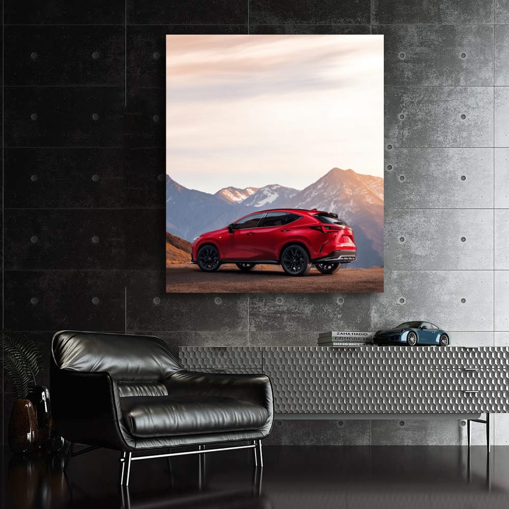 Red Lexus in Mountain Landscape - Thrill of Adventure