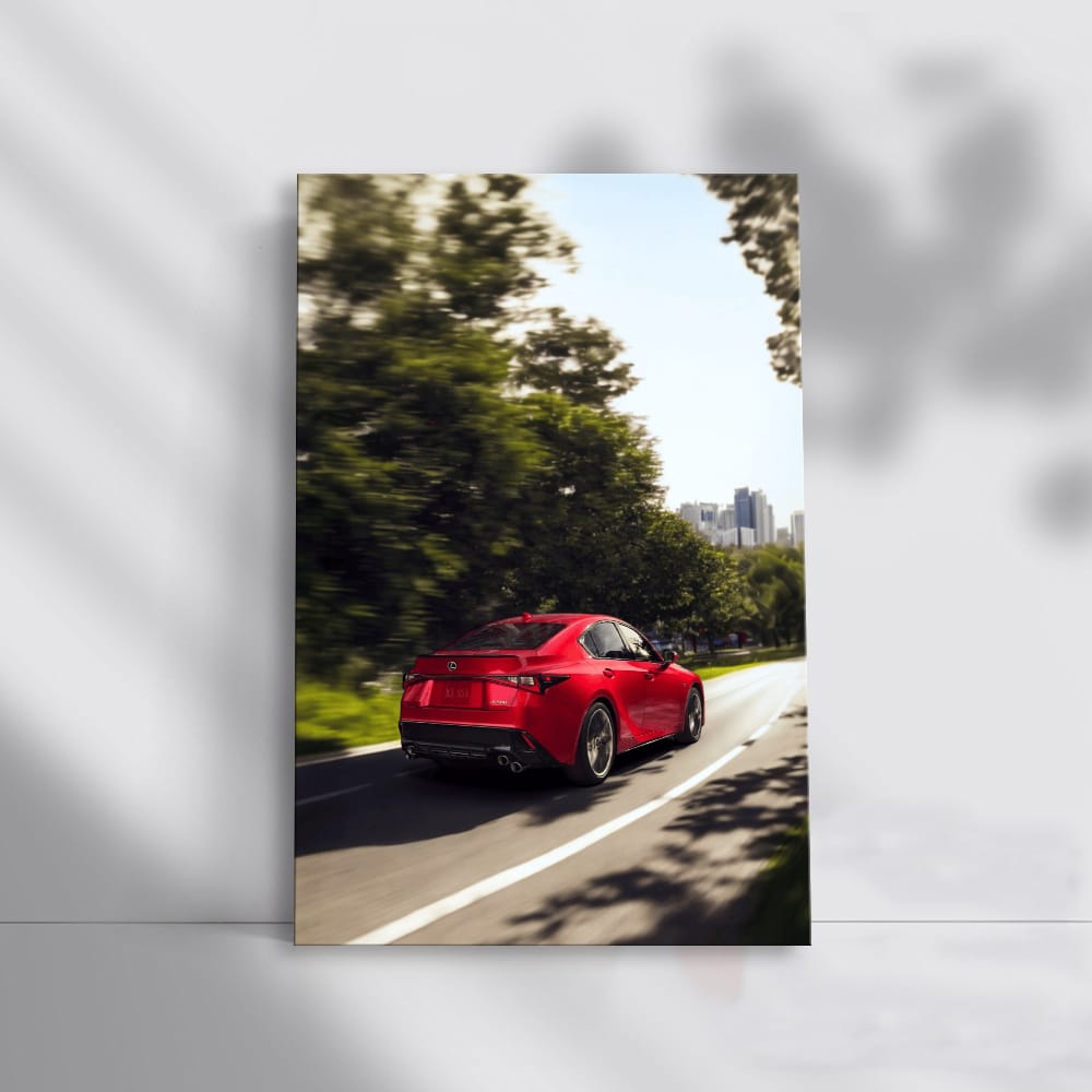 Red Lexus Cruising Highway - Sleek and Powerful Ride