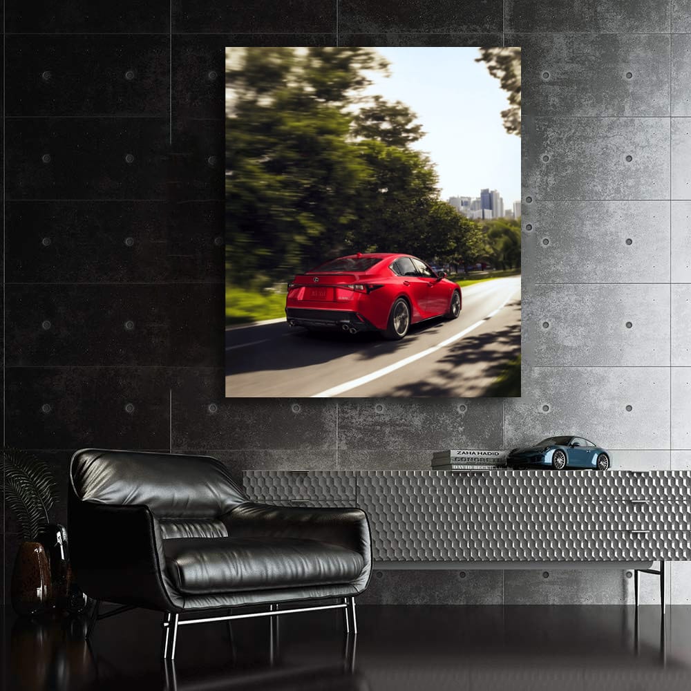Red Lexus Cruising Highway - Sleek and Powerful Ride