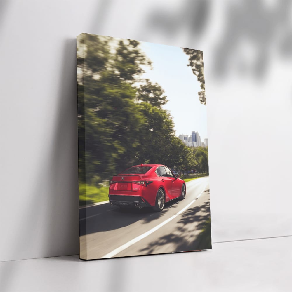 Red Lexus Cruising Highway - Sleek and Powerful Ride