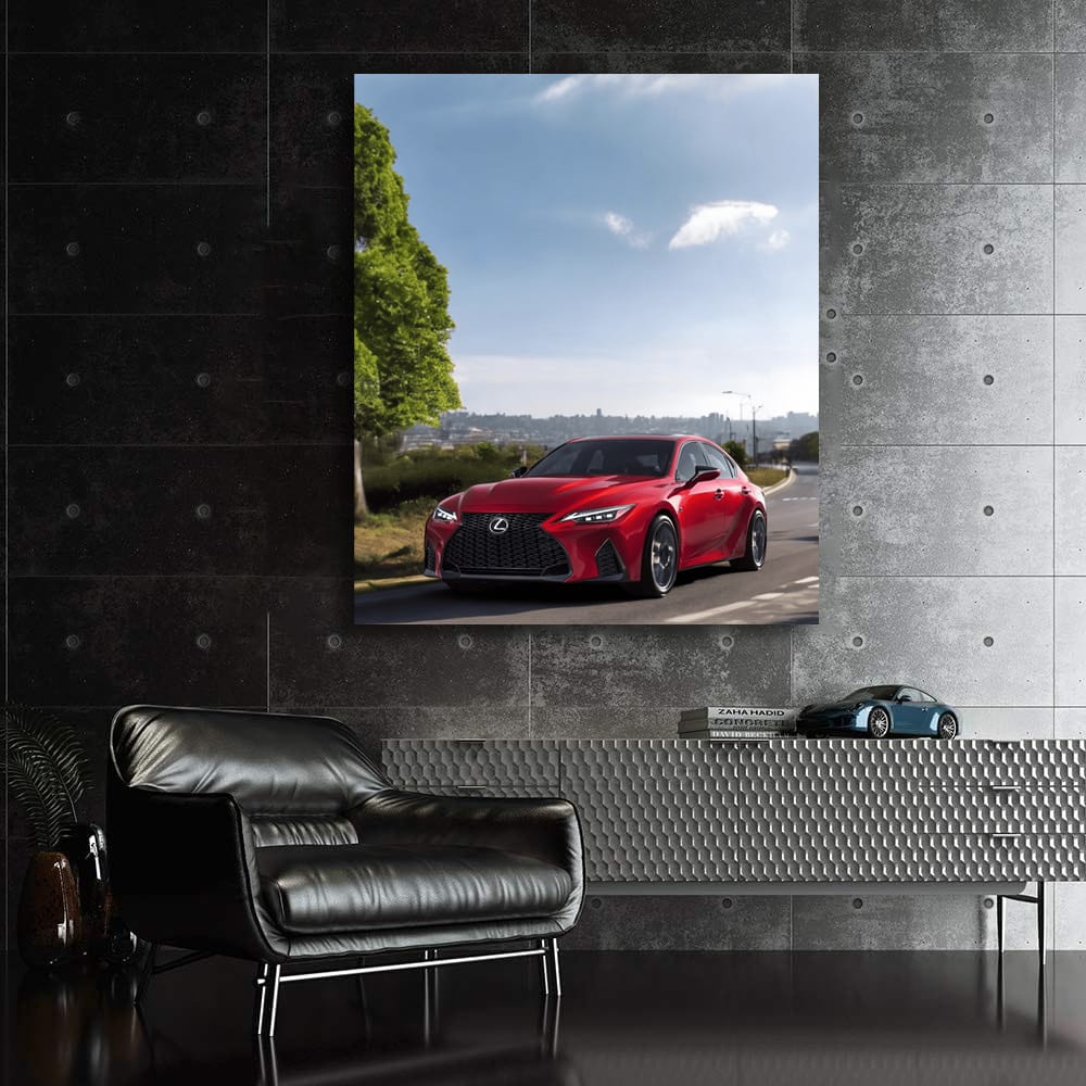 Stylish Red Lexus Cruising Highway - Sleek and Powerful