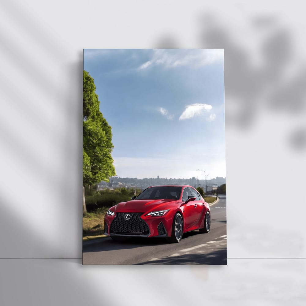 Stylish Red Lexus Cruising Highway - Sleek and Powerful