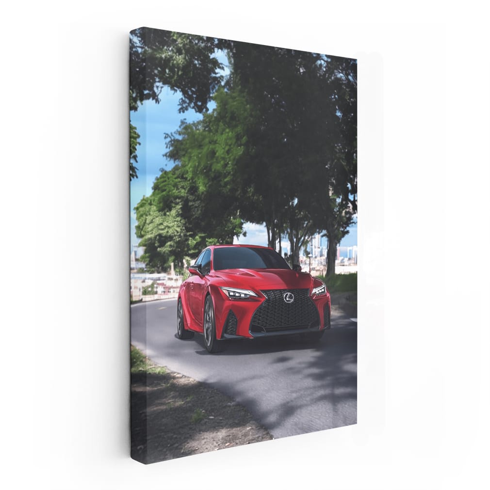 Lexus in Crimson on Road - Sleek and Powerful Drive