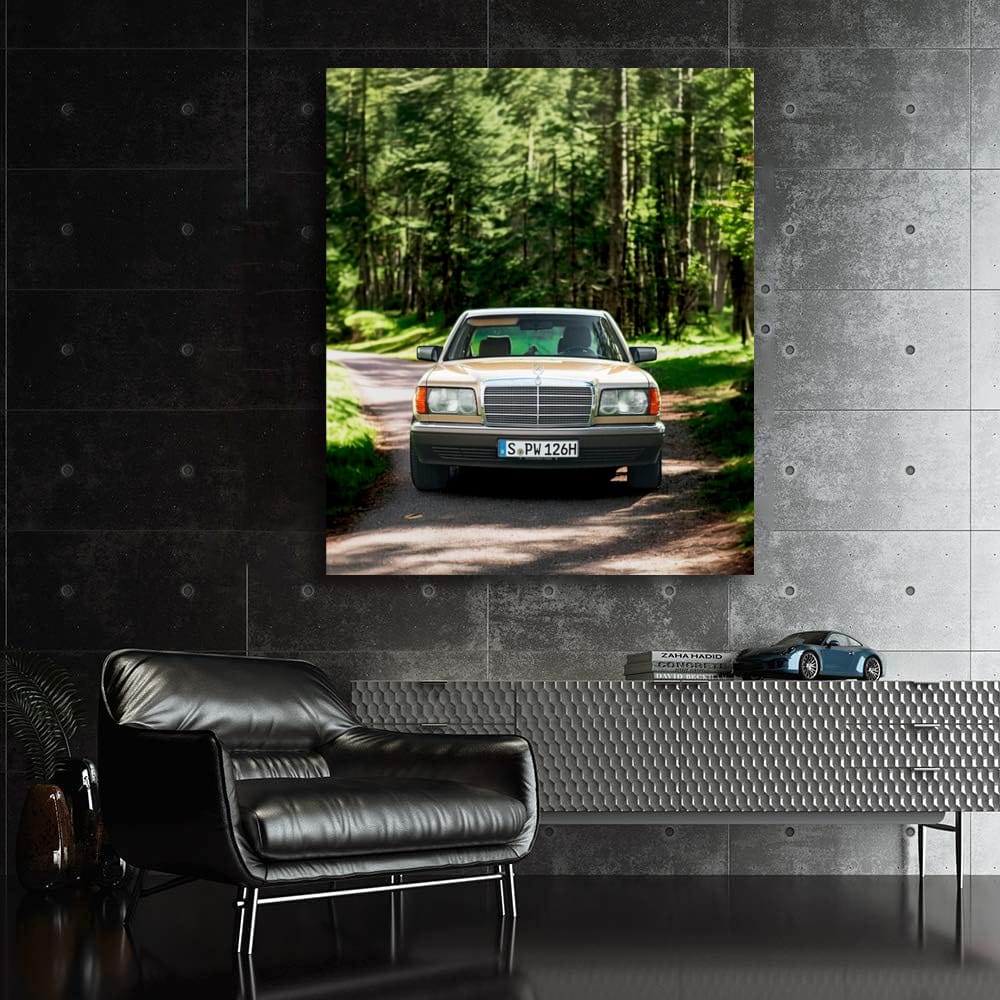 Vintage Mercedes W126 in Forest - Classic Elegance and Power