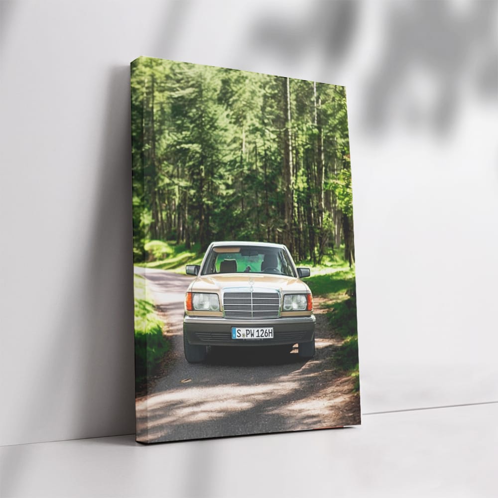Vintage Mercedes W126 in Forest - Classic Elegance and Power