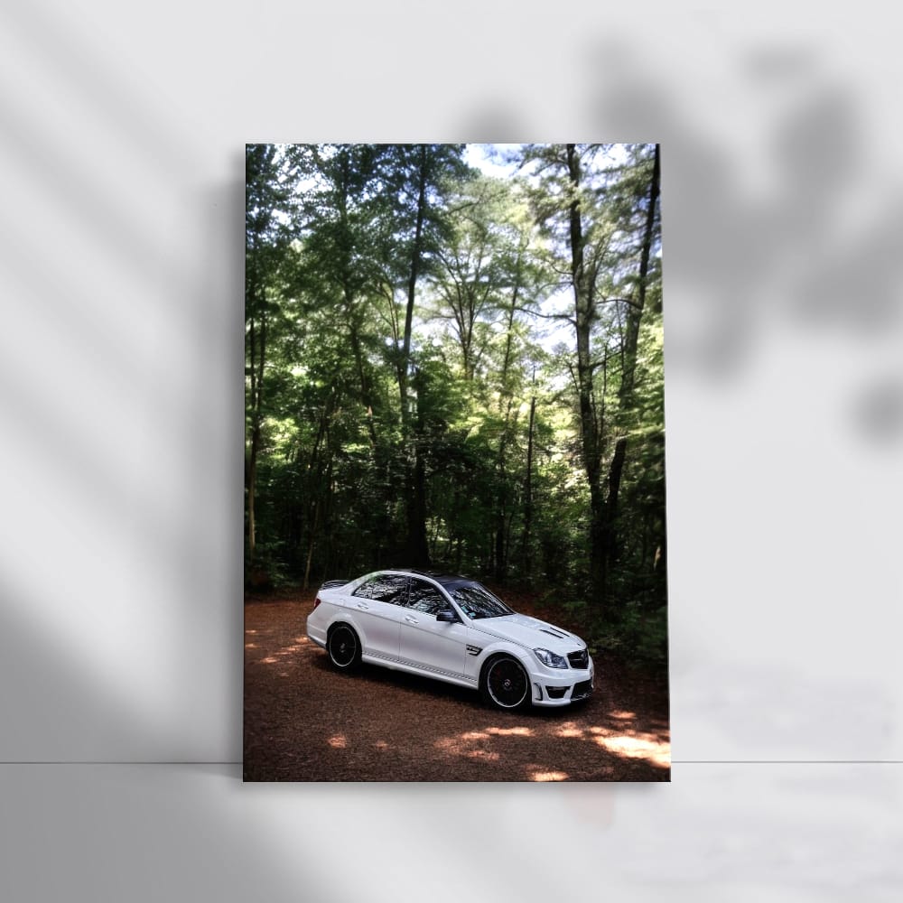 White Mercedes C63 AMG W204 in Forest - Power Meets Elegance