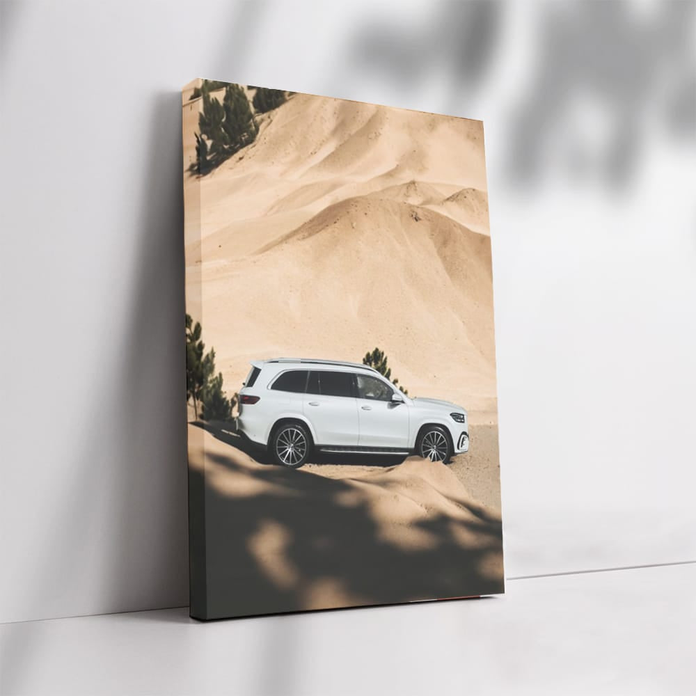 White Mercedes GLS in Desert - Elegance in Motion