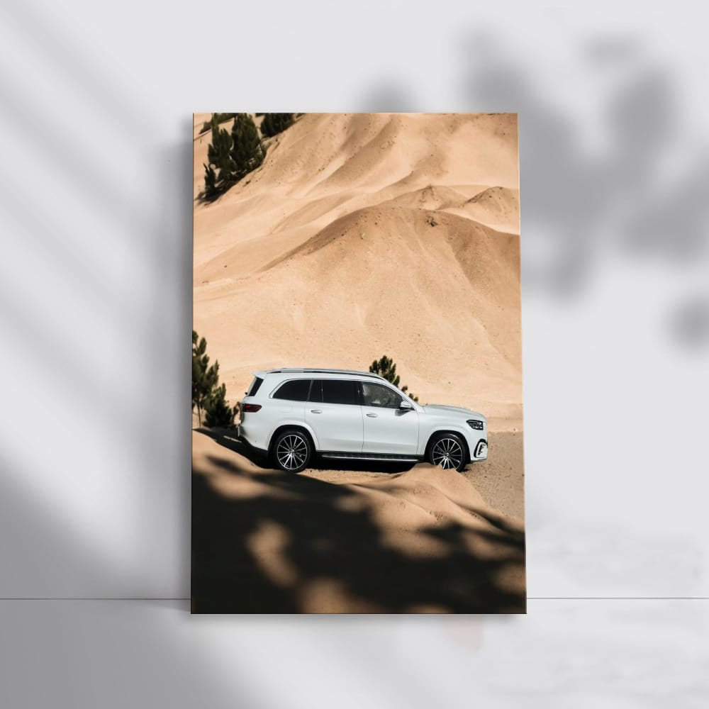 White Mercedes GLS in Desert - Elegance in Motion
