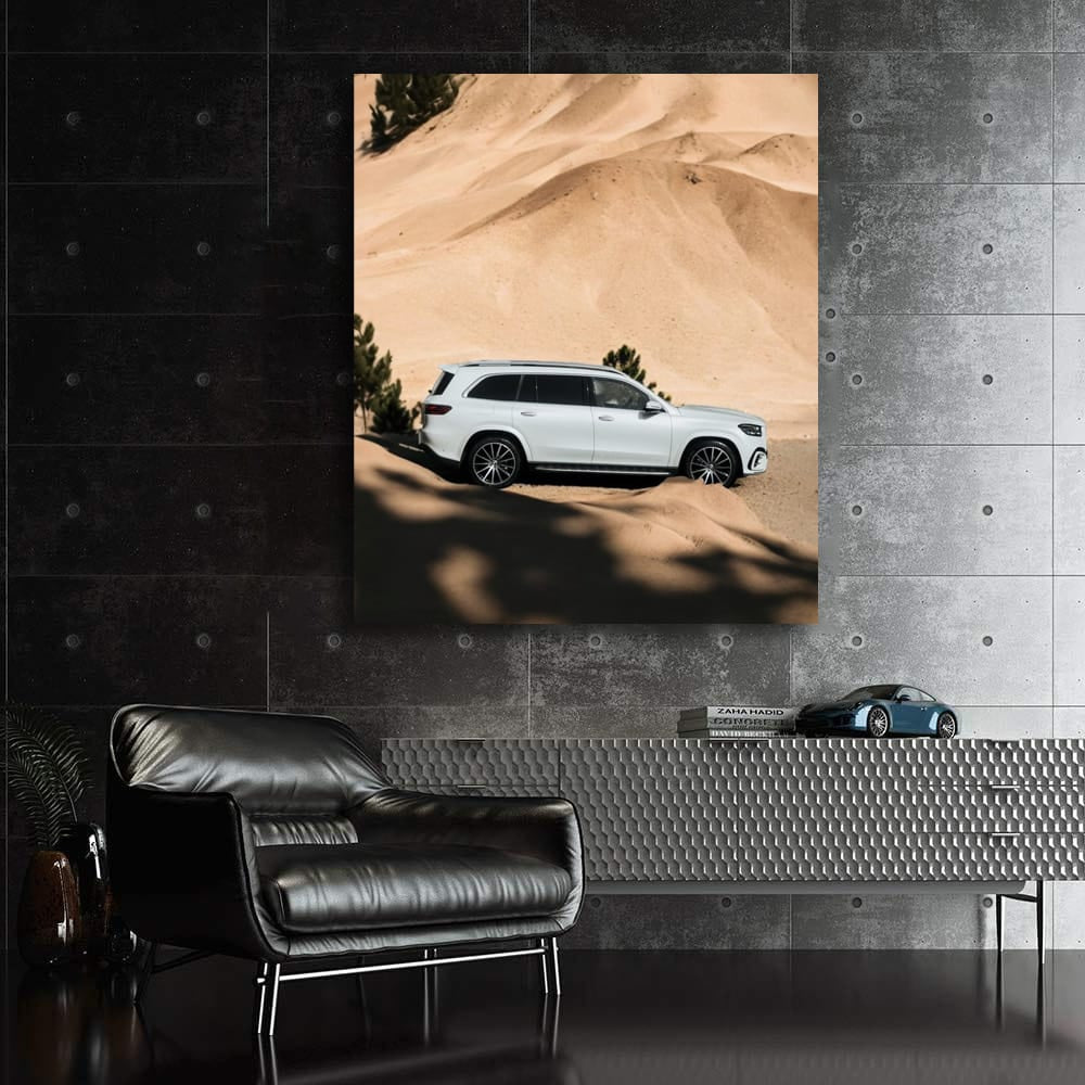 White Mercedes GLS in Desert - Elegance in Motion